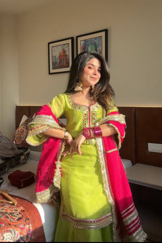 Jinu's Heavy Sequins & multi Zari Thread Embroidered work Set.